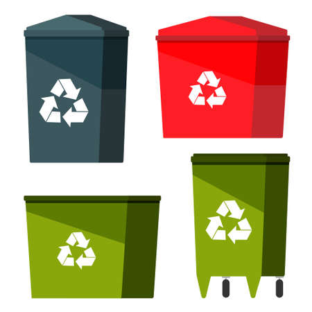 A set of dumpsters. Vector trash can.のイラスト素材