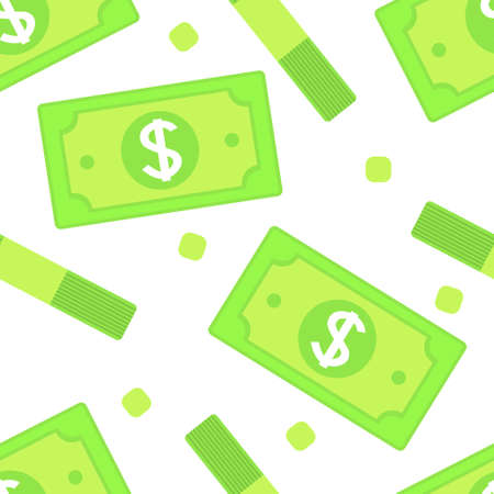 Seamless pattern with paper banknotes money.