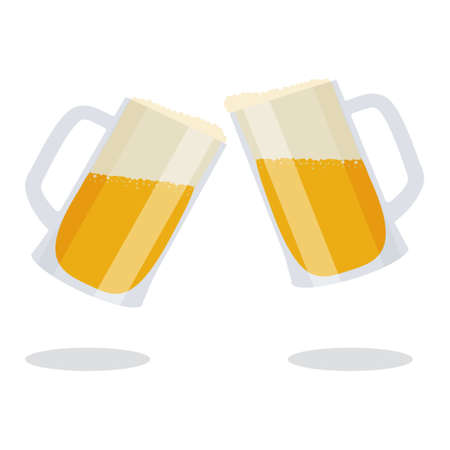 Two mugs with beer and foam. Beer mugs.のイラスト素材