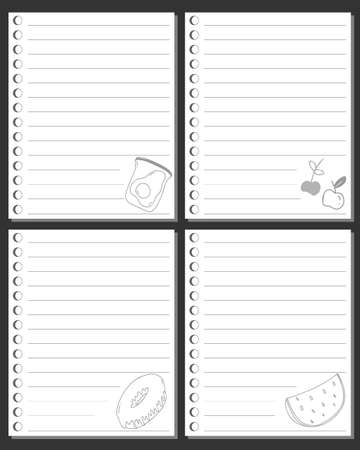 Paper notes. A sheet of notepad with holes.のイラスト素材