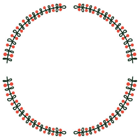 New Year's wreath frame of branches. Decoration for Christmas.のイラスト素材