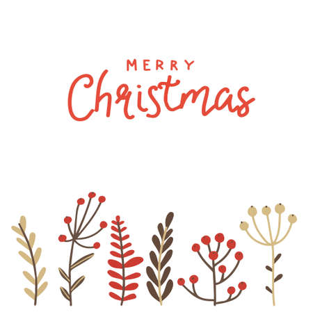 A Christmas card with twigs and an inscription.のイラスト素材