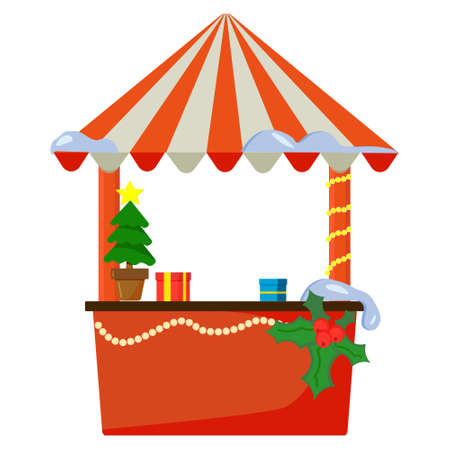 A souvenir shop. Vector illustration of the Christmas market. A cartoon-style banner.のイラスト素材