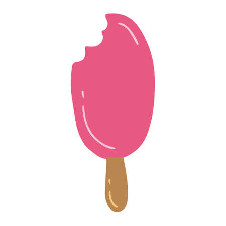 Ice cream with a wooden stick. Vector illustration.のイラスト素材