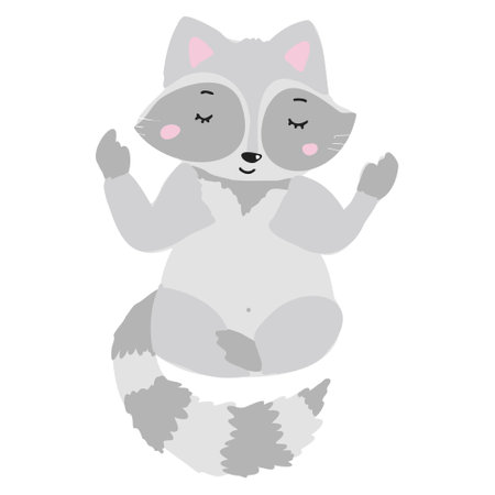 Funny cartoon raccoonのイラスト素材