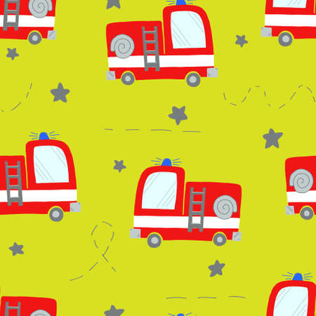 Fire Engine Emergency Services Seamless Patternのイラスト素材