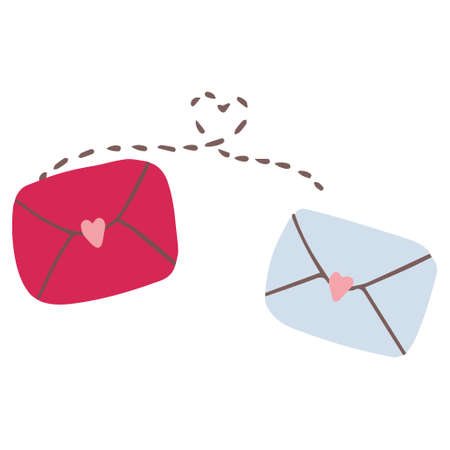 Opened envelope with letter inside. doodle icon. Heart illustrationのイラスト素材