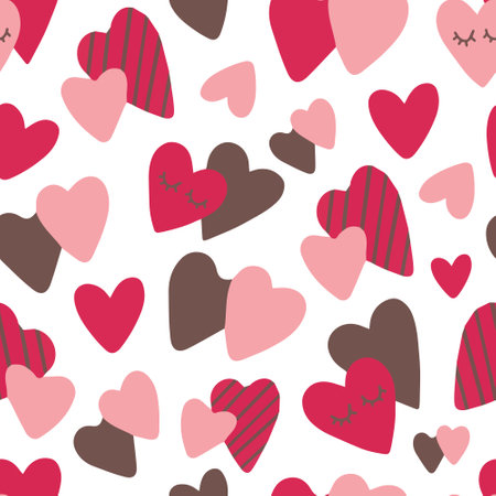 Seamless pattern with valentine hearts, sketch drawing for your designのイラスト素材