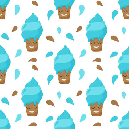 Seamless pattern with ice cream in bright colors.のイラスト素材