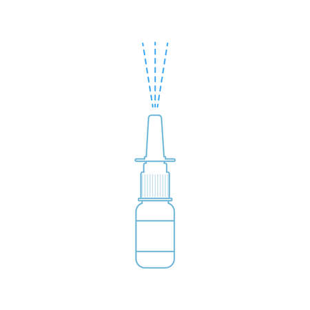 Nasal spray icon. Bottle with medicine spraying drops up. Isolated on a white background.のイラスト素材