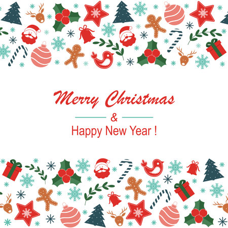 Christmas and New Year greeting card designのイラスト素材