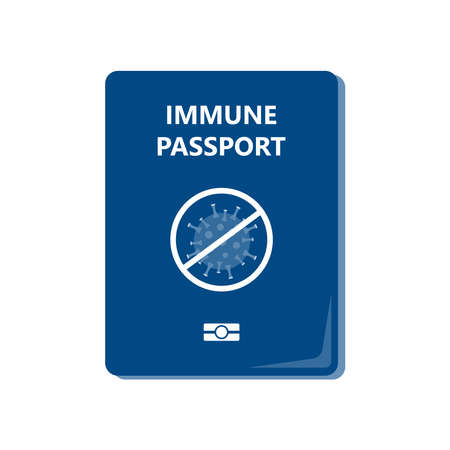 virus immunity passport template icon. Passport for people who have recovered    are immune and can start traveling and working again. Vector illustration.のイラスト素材