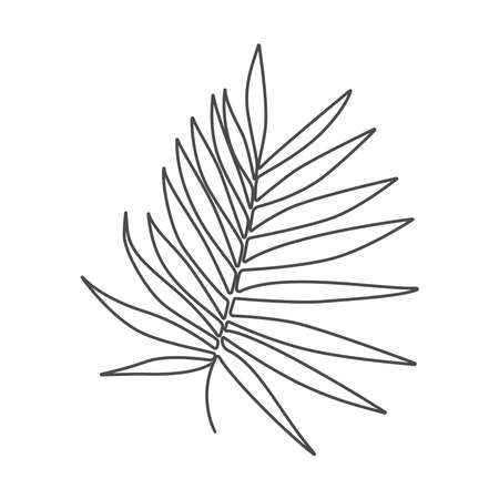 Abstract tropical leaf drawn by one line. Outline drawing. The art of minimalism. Suitable for home decor, posters, wall art, prints, stickers, mobile phone cases. Vector illustration.のイラスト素材