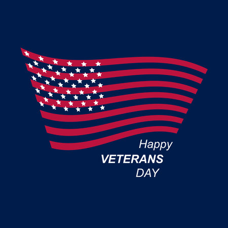 Happy Veterans Day with the flag of the USA. 11th of November. Honor to all who served. Typographic labels, stickers, logos and badges. Flat vector.のイラスト素材