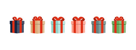 Merry Christmas and Happy New Year. Lots of colorful Christmas and New Year gift boxes for present....