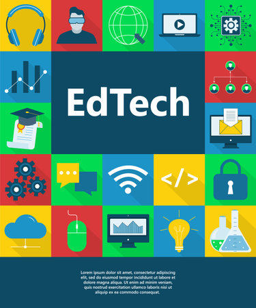 EdTech. Modern digital educational technologies, online learning. Vector illustration.のイラスト素材