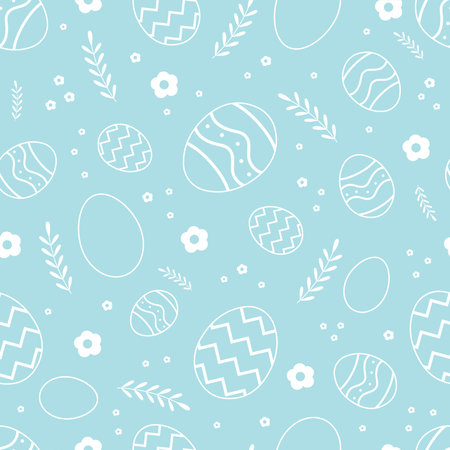 Easter simple pattern with eggs and flowers for banners, posters, cover design templates, social media stories wallpapers and greeting cards. Easter pattern. Vector illustration.のイラスト素材