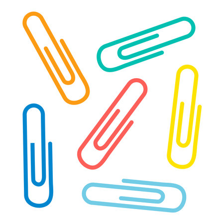 Set of paper clips. School and office supplies. Vector illustration.のイラスト素材