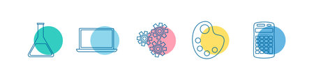STEAM Education Web icons. Science, Technology, Engineering, Arts, Mathematics. Vector illustration.