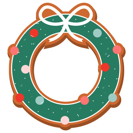 Cute gingerbread cookie for christmas. Isolated on white background. Vector illustrationのイラスト素材