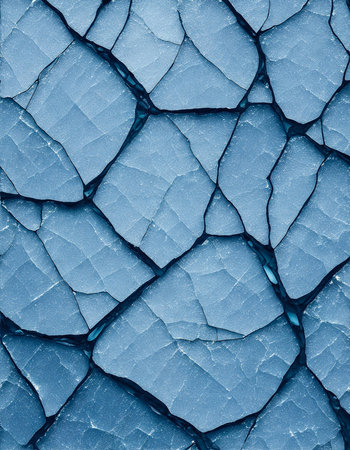 Abstract ice background. Blue background with cracks on the ice surface.の素材
