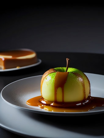 Caramel apple, taffy apple, candy apple, toffee apple. Generative AI.の素材