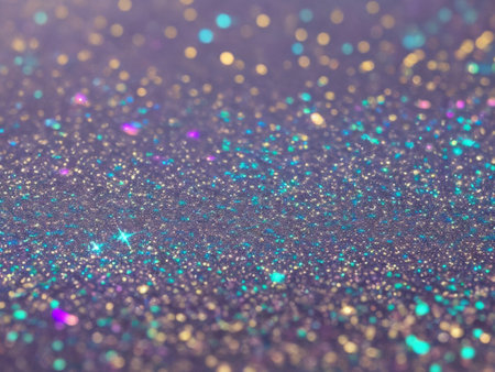 Abstract purple and pink dark glitter lights background. Romantic backdrop for holiday or event. Generative AI.の素材
