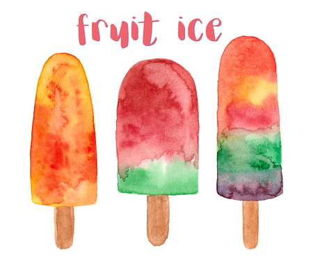 watercolor illustrations fruit ice. hand painted isolated elements.の写真素材