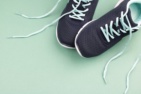 Stylish blue sneakers perfect for dynamic sports theme, creating fresh, athletic vibe, ideal for...