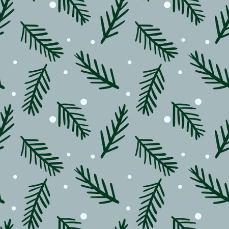 Winter pattern with fir branches and snowのイラスト素材