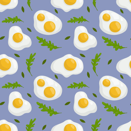 Vector pattern with scrambled eggs and arugulaのイラスト素材