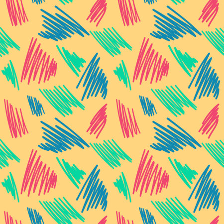 Vector pattern with hand drawn lines and zigzagsのイラスト素材