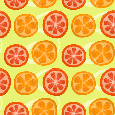 Vector pattern with orange and grapefruit slicesのイラスト素材