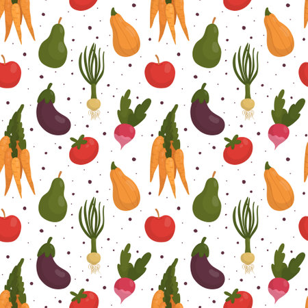 Vector pattern with vegetables and fruitsのイラスト素材
