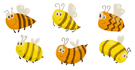 Vector set with different beesのイラスト素材