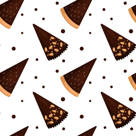 Vector pattern with chocolate cake piecesのイラスト素材