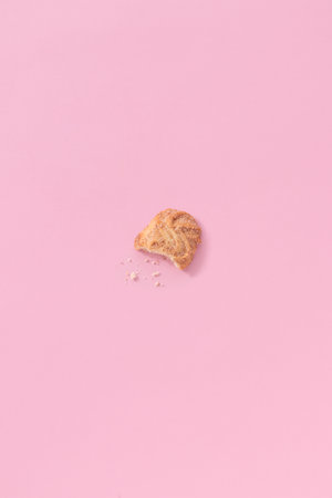 Cookie on a pink background top viewの写真素材