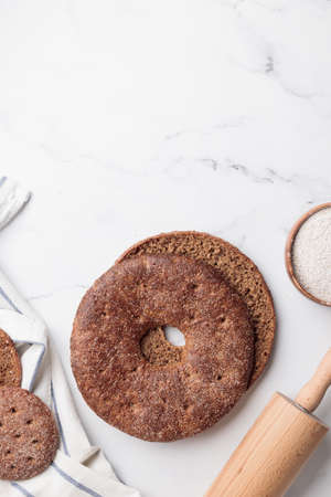 Reikaleipa - traditional finnish rye bread on a white background