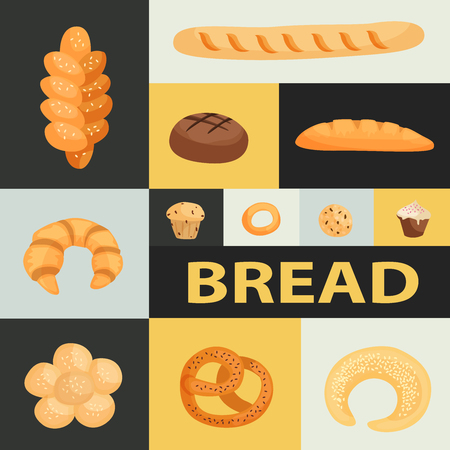 Vector retro poster with bread.のイラスト素材