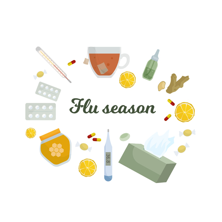 Season of influenza. Means for treating colds.のイラスト素材