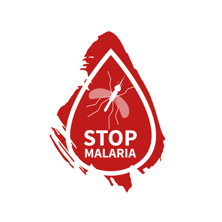 World Malaria Day. Mosquito in a drop of blood on a grunge backgroundのイラスト素材
