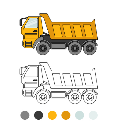 Tipper line illustration. The coloring book for preschool kids with simple educational gaming level.Special equipment.のイラスト素材