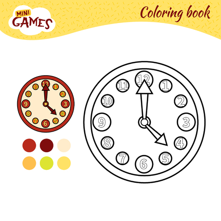 Coloring book for children. Cartoon red clock.のイラスト素材