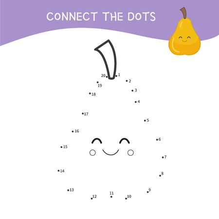 Educational game for kids. Dot to dot game for children. Cartoon pear.のイラスト素材