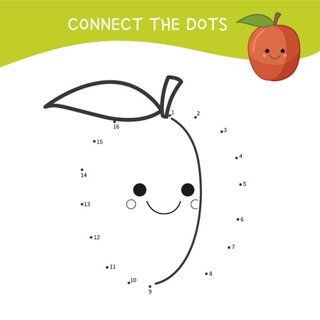 Educational game for kids. Dot to dot game for children. Cartoon peach.のイラスト素材