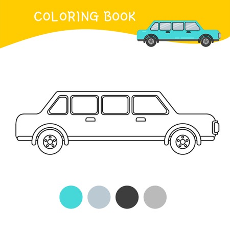 Coloring book for children. Cartoon limousine.のイラスト素材