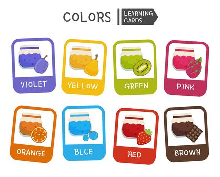 Learn the primary colors. Educational material for children and toddlers. Cartoon jam different colors.のイラスト素材