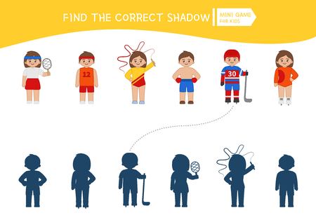 Educational  game for children. Find the right shadow. Kids activity with professions.のイラスト素材