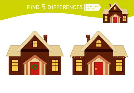 Find differences.  Educational game for children. Cartoon vector illustration of house.のイラスト素材