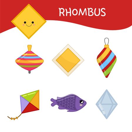 Materials for kids learning forms. A set of diamond shaped objectsのイラスト素材